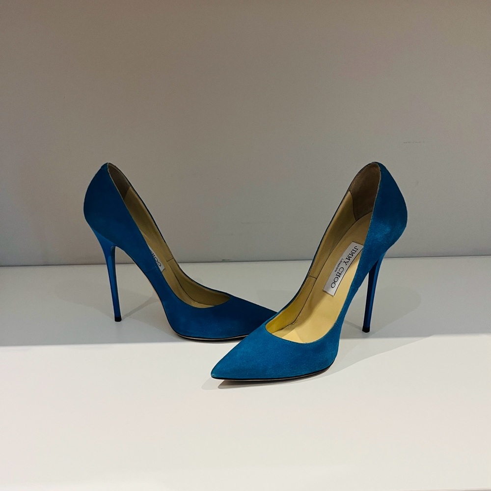 Jimmy Choo Anouk Vibrant Blue Suede Heels